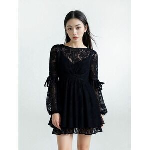 Free People Rubi Lace Mini Dress - Size
Large Black Boho Coquette LBD